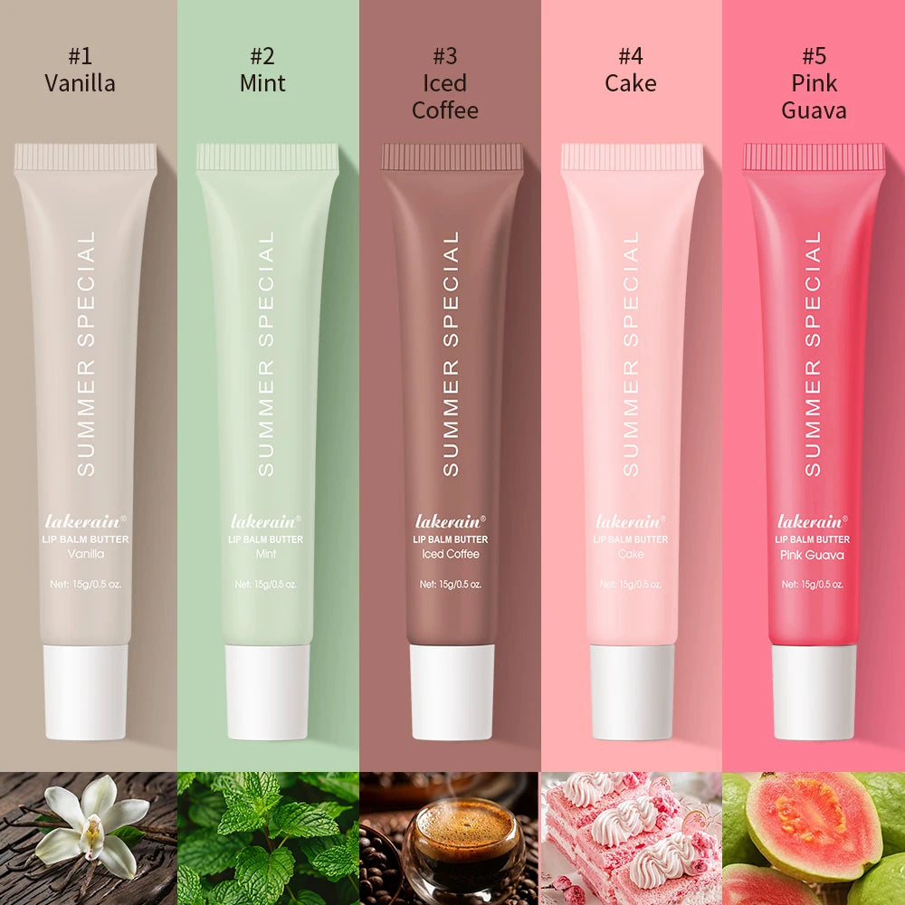 Summer Lip Balm & Moisturizing Lip Gloss – Transparent Lip Oil with Vanilla, Mint & Iced Coffee Scents