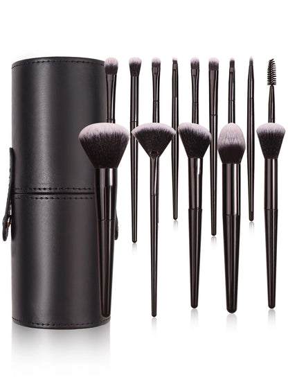 Black Professional Makeup Brush Set – Soft Foundation, Blush & Eyeshadow Brushes
