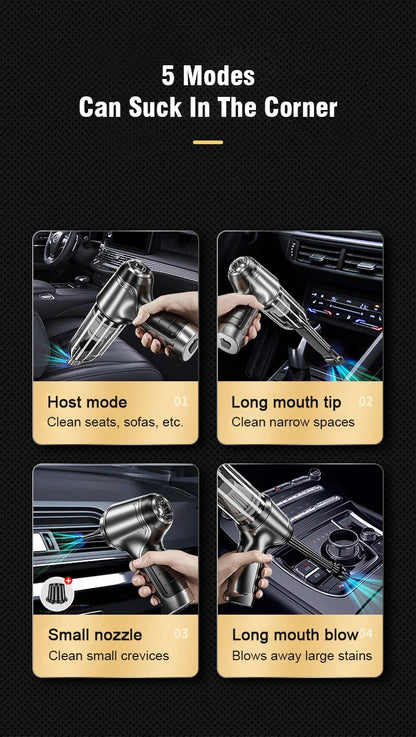 Brushless Car Vacuum Cleaner Cordless Handheld Auto Vacuum Home & Car Dual Use Mini Vacuum Cleaner with Builtin Battrery