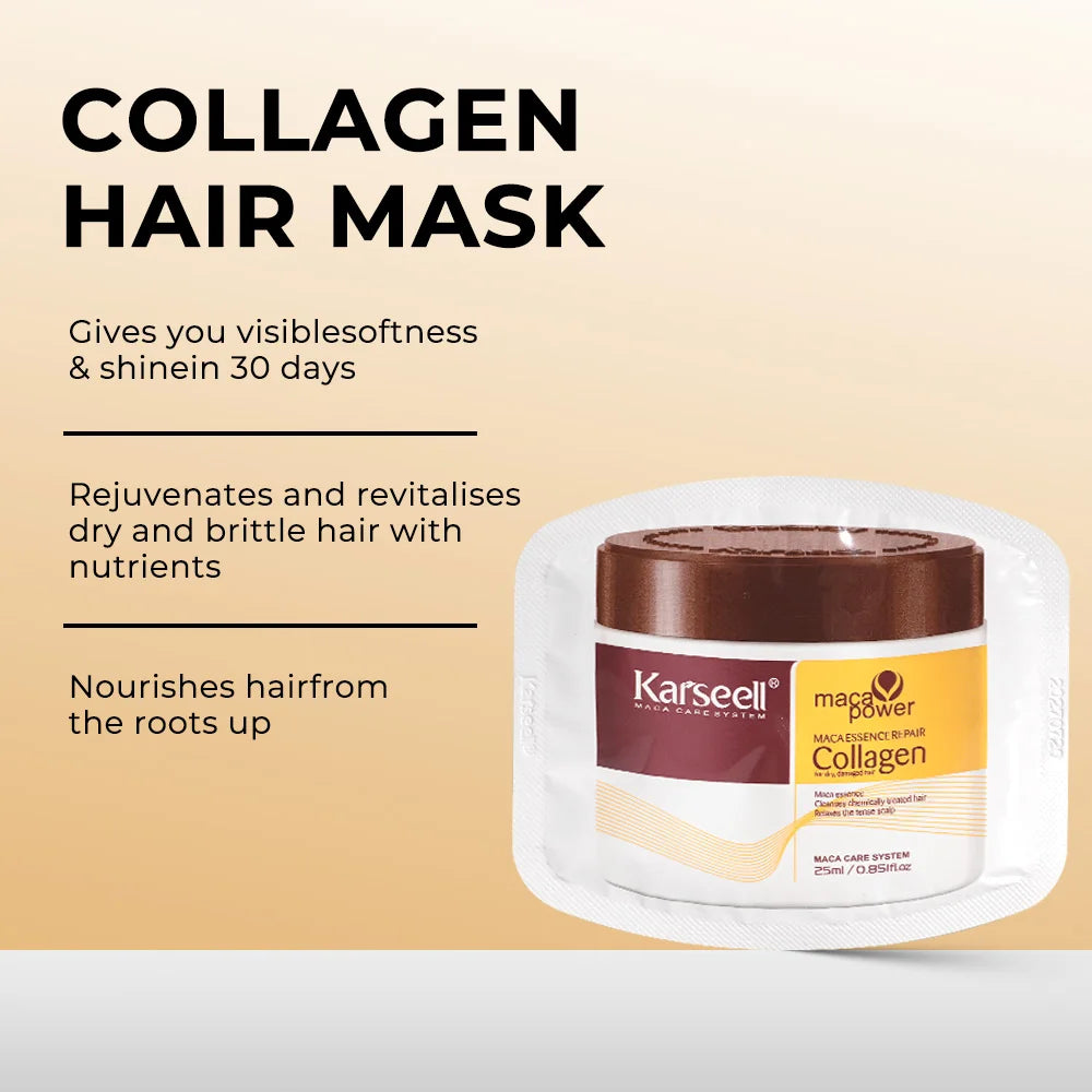 Karseell 24 Packs Collagen Hair Treatment – Deep Repair Argan Oil Hair Mask for Dry & Damaged Hair