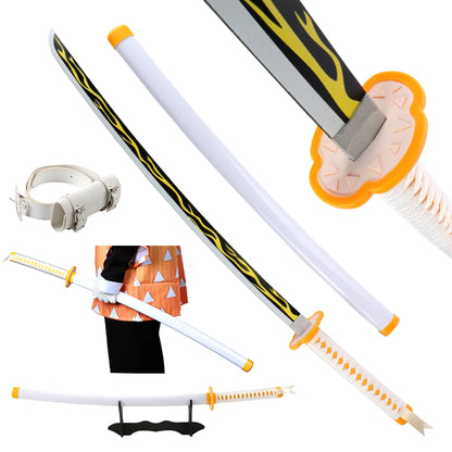 41 inch Demon Slayer Samurai Katana Sword With Belt And Holder Tanjiro Halloween Cosplay Props Decoration