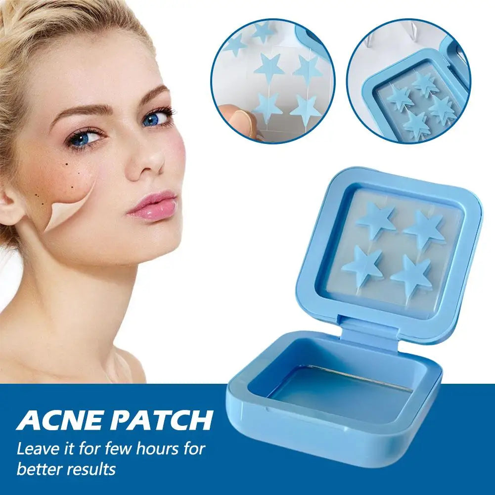 Blue/Yellow Stars Hydrocolloid Pimple Patches – Acne Spot Stickers with Mirror Storage Box