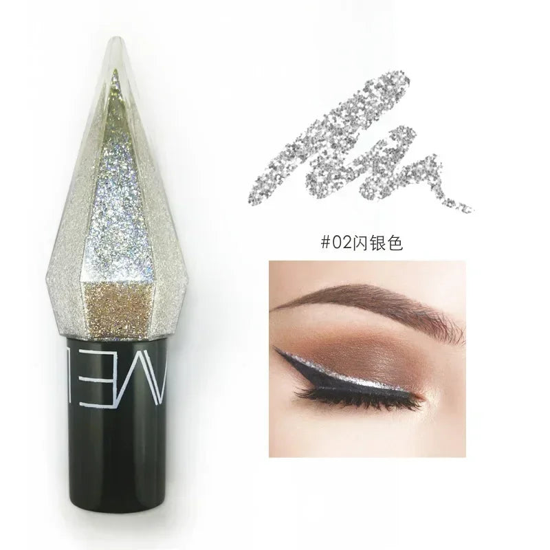 Diamond Shiny Eyeshadow & Eyeliner – Waterproof Glitter Silver & Rose Gold