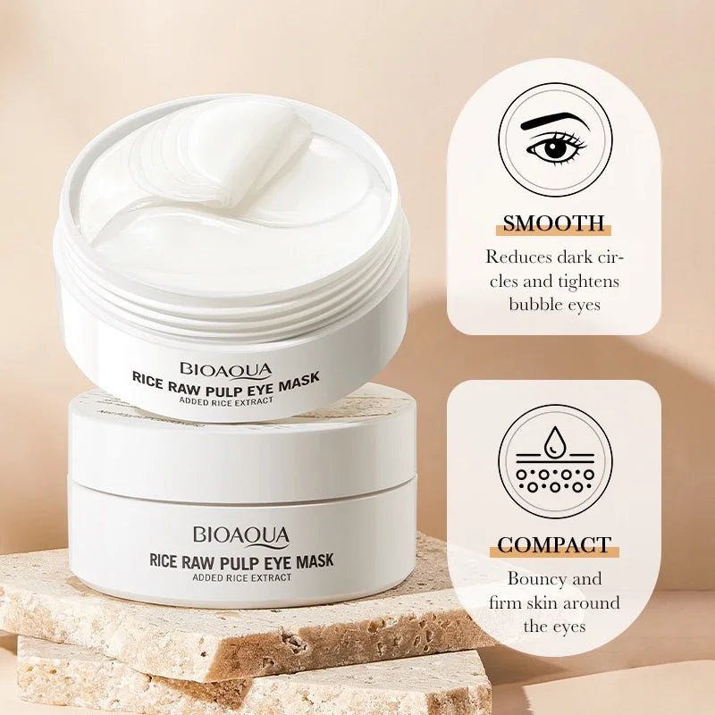 BIOAQUA Rice Pulp Eye Mask – 60pcs Anti-Dark Circles & Firming Moisturizing Eye Care
