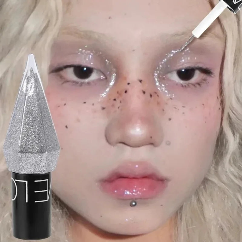 Diamond Shiny Eyeshadow & Eyeliner – Waterproof Glitter Silver & Rose Gold