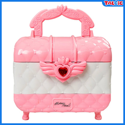 Kids Multi-Layer Foldable Makeup Set - Pretend Play Cosmetic Kit for Girls, Educational and Learning Toy with Storage Box