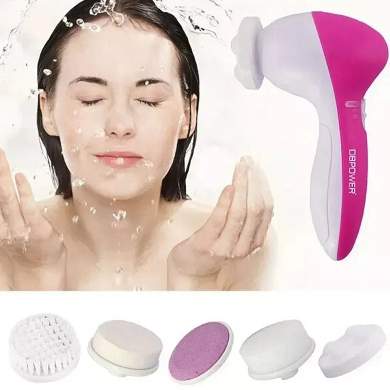 5-in-1 Electric Facial Cleansing Brush – Pore Cleaner & Massager