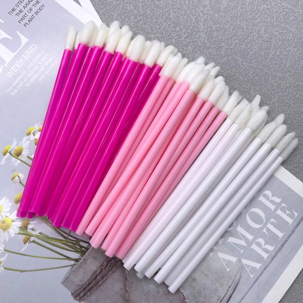 50/1000 PCS Disposable Lip Brush – Lipstick & Gloss Applicator Wands