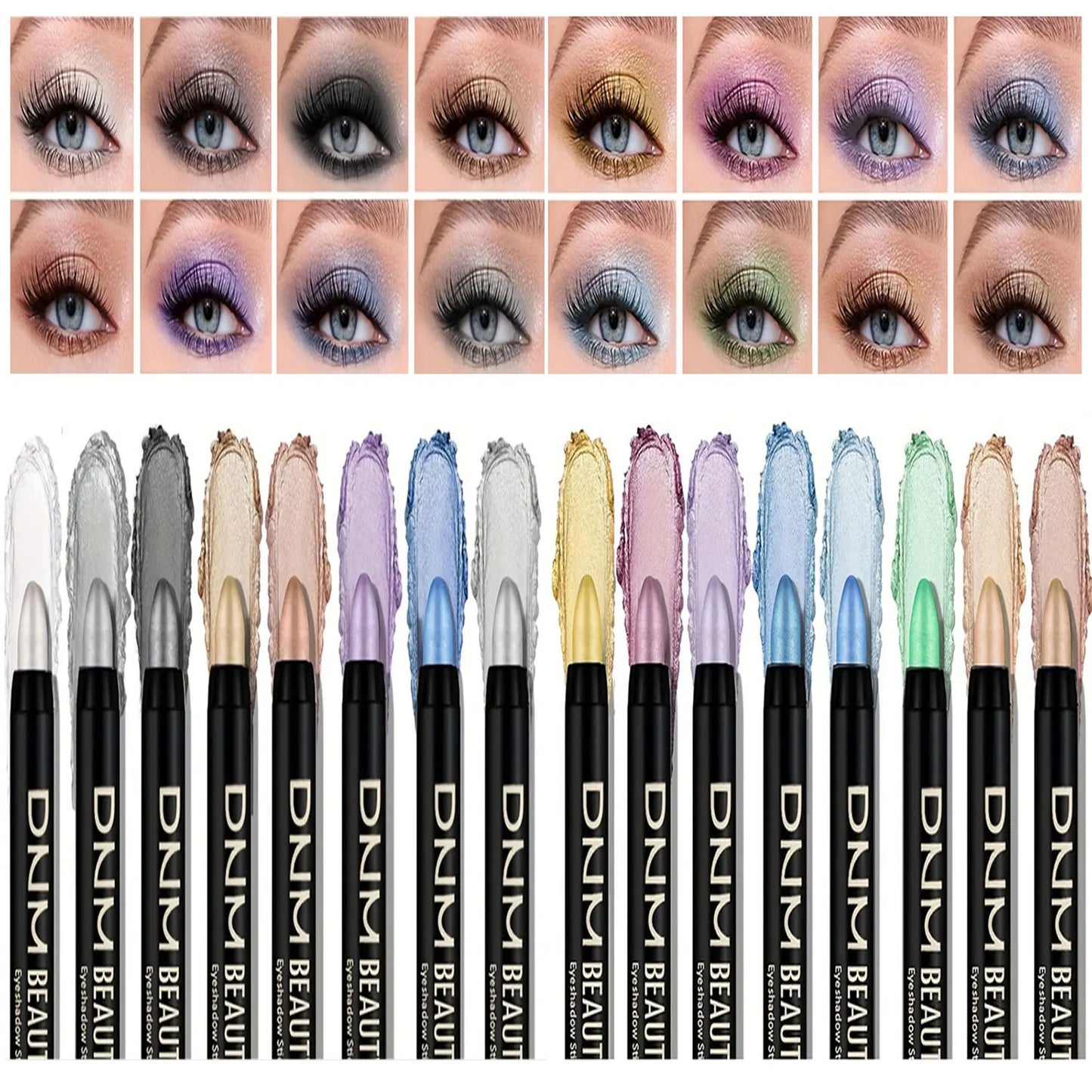16-Color Pearlescent Eyeliner – Glitter Waterproof Long-Lasting Eye Makeup