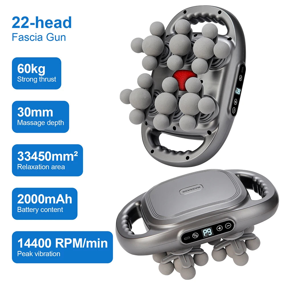 22-Head Fascia Gun – High Frequency Vibration Massage Gun