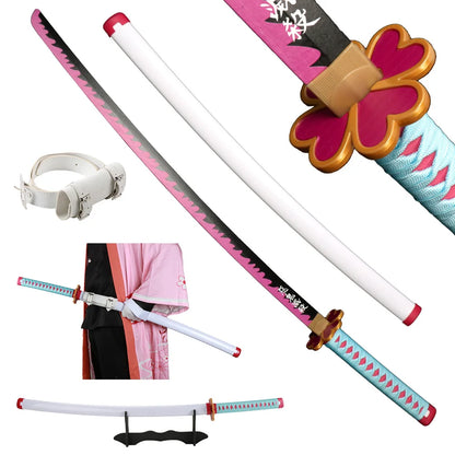 41 inch Demon Slayer Samurai Katana Sword With Belt And Holder Tanjiro Halloween Cosplay Props Decoration
