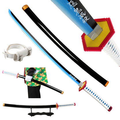 41 inch Demon Slayer Samurai Katana Sword With Belt And Holder Tanjiro Halloween Cosplay Props Decoration