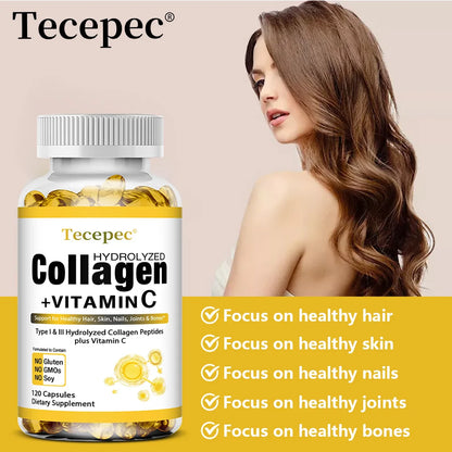 Collagen Peptides Capsules with Vitamin C – Hair, Skin, Nails, Joints & Bones Support