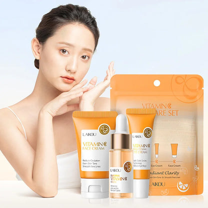 LAIKOU Vitamin C 24K Sakura Skincare Set – Face Cream, Serum & Eye Cream
