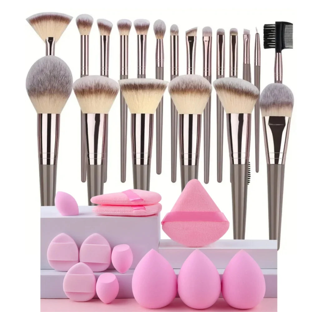 3-20PCS Makeup Brush Set – Eyeshadow, Foundation & Blush with Storage Box