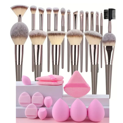 3-20PCS Makeup Brush Set – Eyeshadow, Foundation & Blush with Storage Box