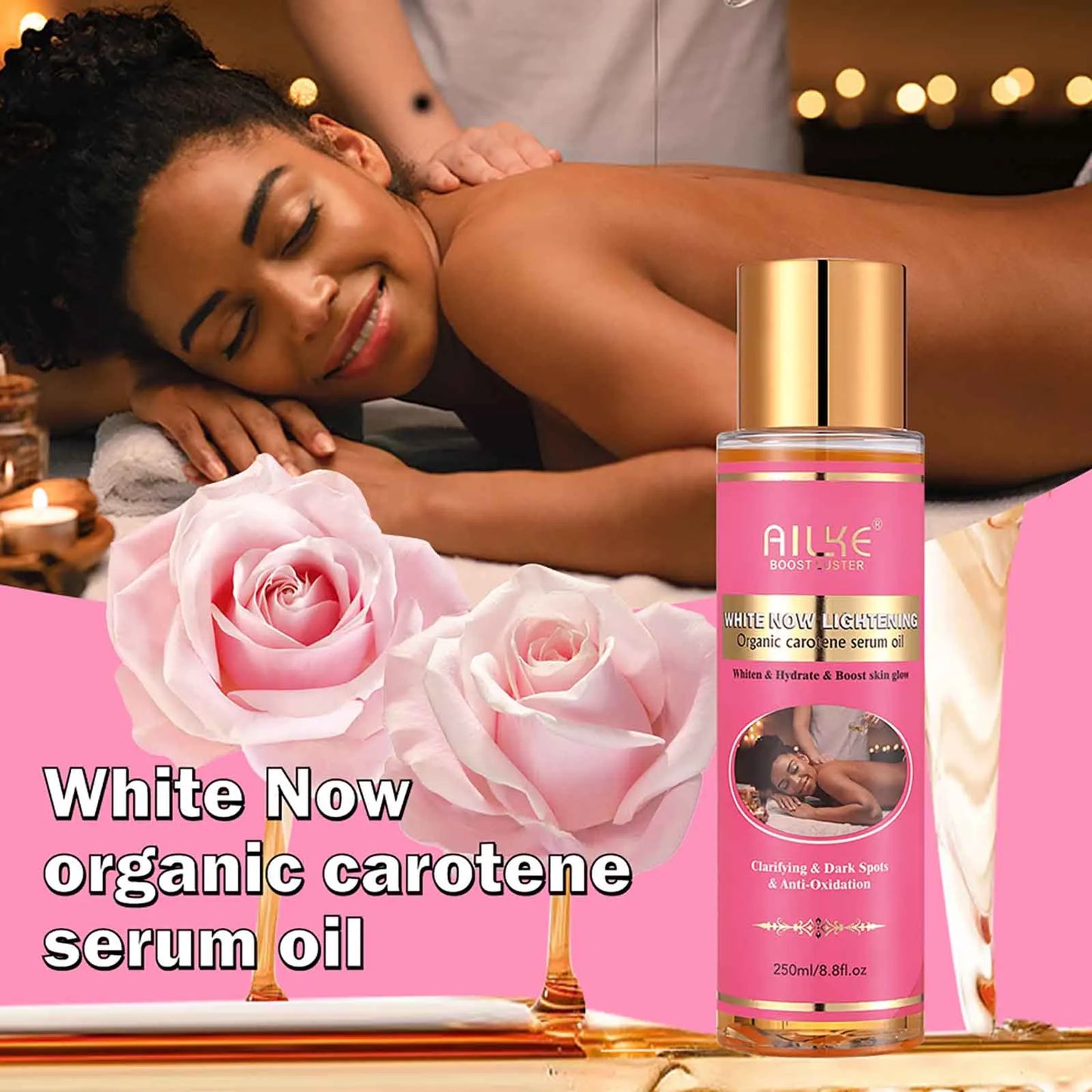 AILKE Carotene Brightening Body Oil: Vitamin E, Rose Oil, Smooth Skin