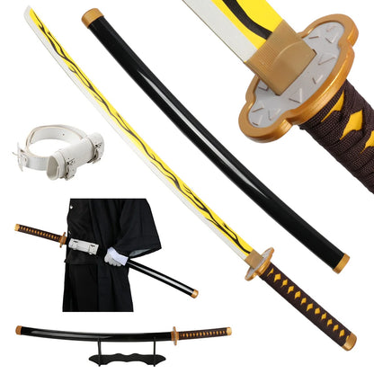 41 inch Demon Slayer Samurai Katana Sword With Belt And Holder Tanjiro Halloween Cosplay Props Decoration