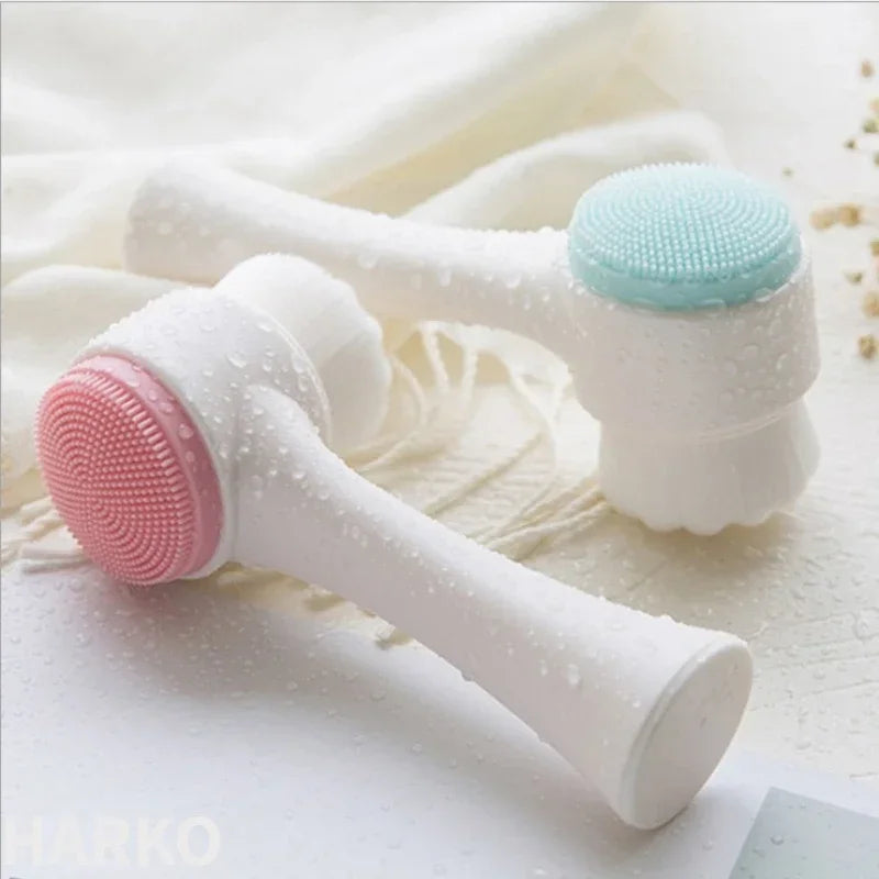 Silica Gel Facial Cleansing Brush – Double-Sided Exfoliating & Pore Cleaner