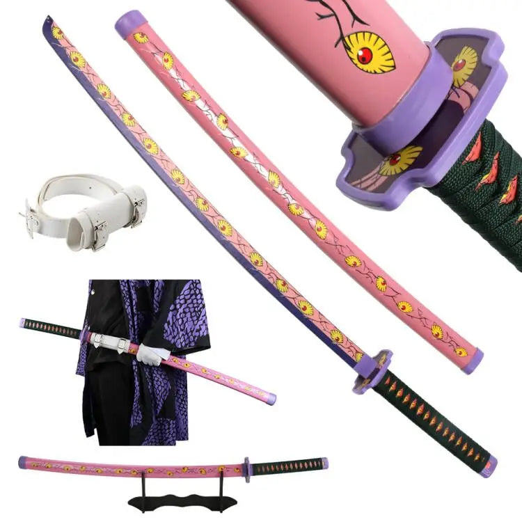 41 inch Demon Slayer Samurai Katana Sword With Belt And Holder Tanjiro Halloween Cosplay Props Decoration