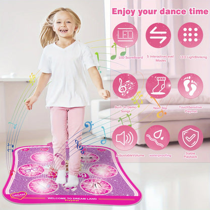 Dance Mat - 6 /9 Keys LED Electronic Dance Mat, Pink Doll Princess Girl Toys, Kids Music, Halloween, Christmas Birthday Gift
