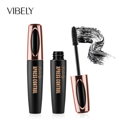 VIBELY 4D Silk Fiber Mascara – Waterproof, Lengthening & Volumizing Black Lashes