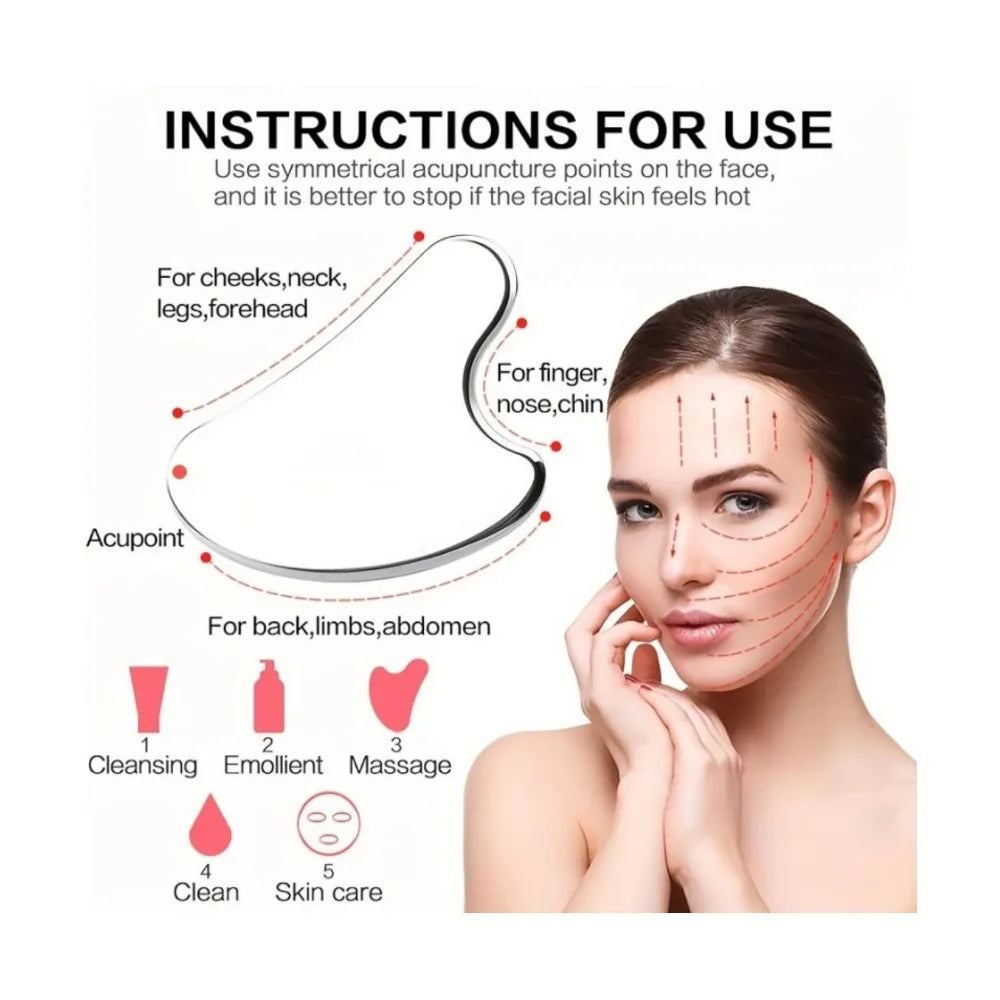 1/3PCS Ice Face Roller & Stainless Steel Gua Sha Board Set