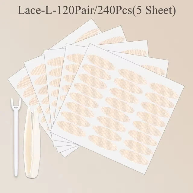 240pcs Invisible Double Fold Eyelid Tape – Natural Clear & Beige Eye Makeup Stickers
