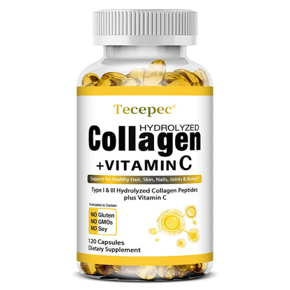 Collagen Peptides Capsules with Vitamin C – Hair, Skin, Nails, Joints & Bones Support