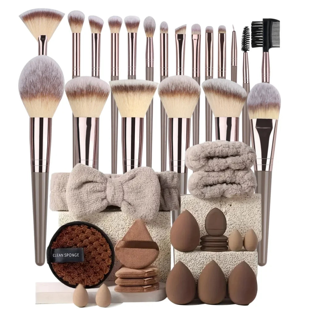 3-20PCS Makeup Brush Set – Eyeshadow, Foundation & Blush with Storage Box