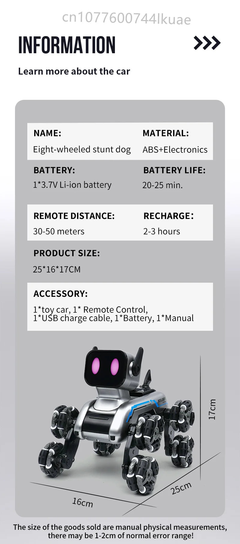 Smart RC Robot Dog Toy – Electric Stunt Pet with 8-Wheel Drift