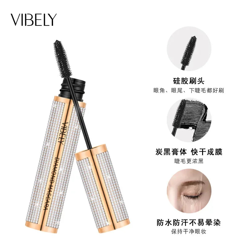 VIBELY 4D Silk Fiber Mascara – Waterproof, Lengthening & Volumizing Black Lashes