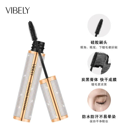 VIBELY 4D Silk Fiber Mascara – Waterproof, Lengthening & Volumizing Black Lashes