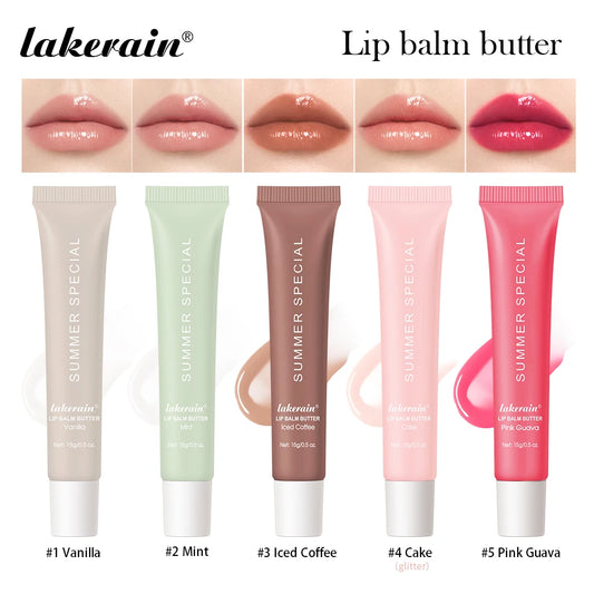 Summer Lip Balm & Moisturizing Lip Gloss – Transparent Lip Oil with Vanilla, Mint & Iced Coffee Scents