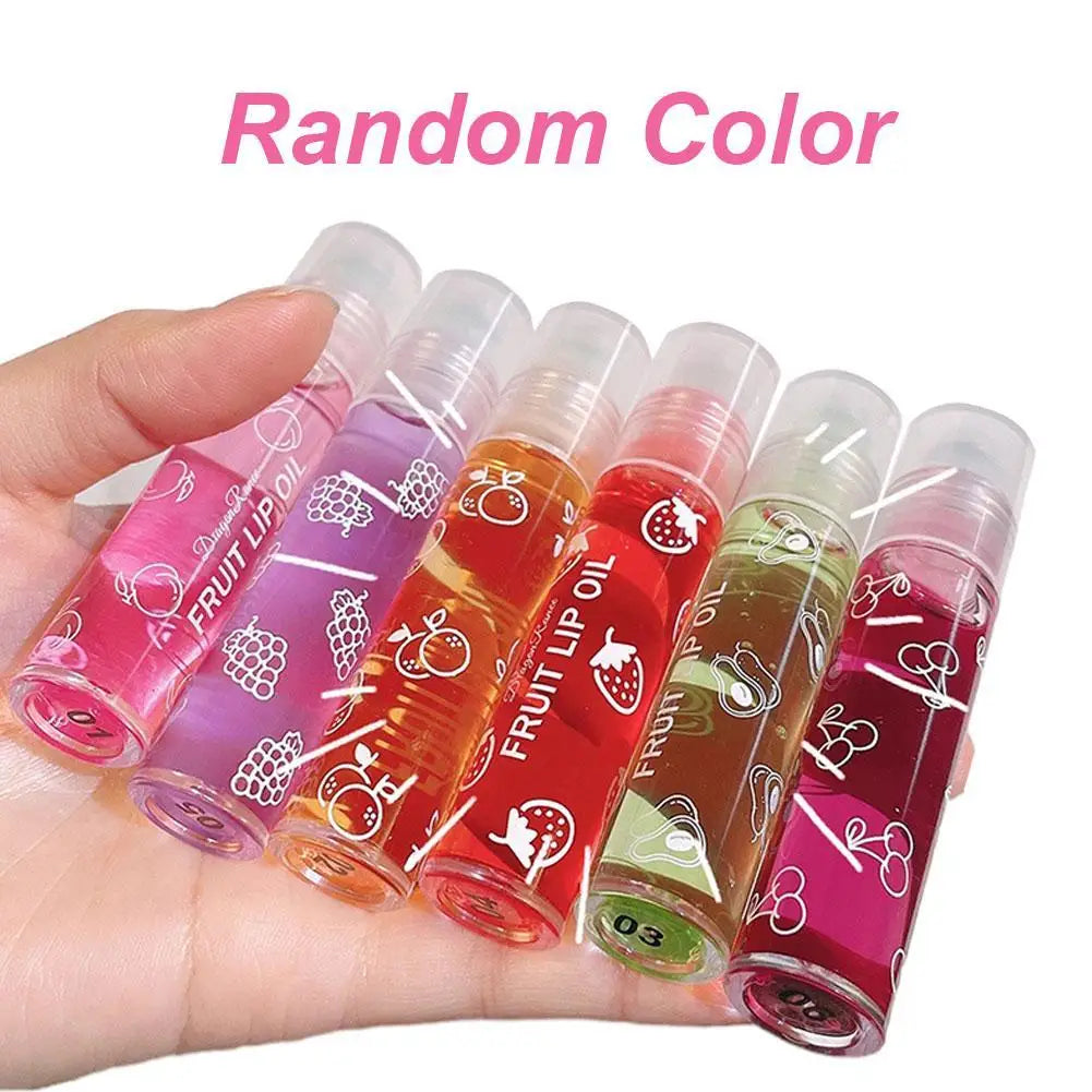 6 Colors Roll-on Fruit Essence Lip Balm – Hydrating Transparent Lip Oil & Gloss