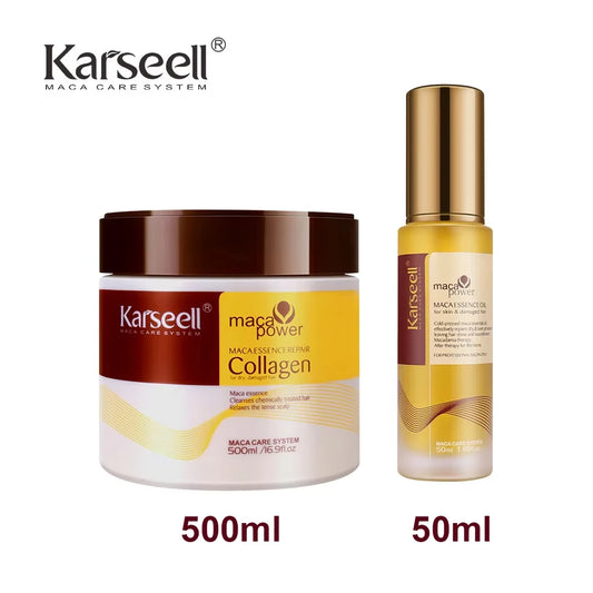 Karseell Collagen Hair Mask 500ml + Argan Oil Serum 50ml – Deep Repair for Dry & Damaged Hair