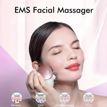 EMS 5-in-1 Facial Massager with 4D Head & LED Light Therapy