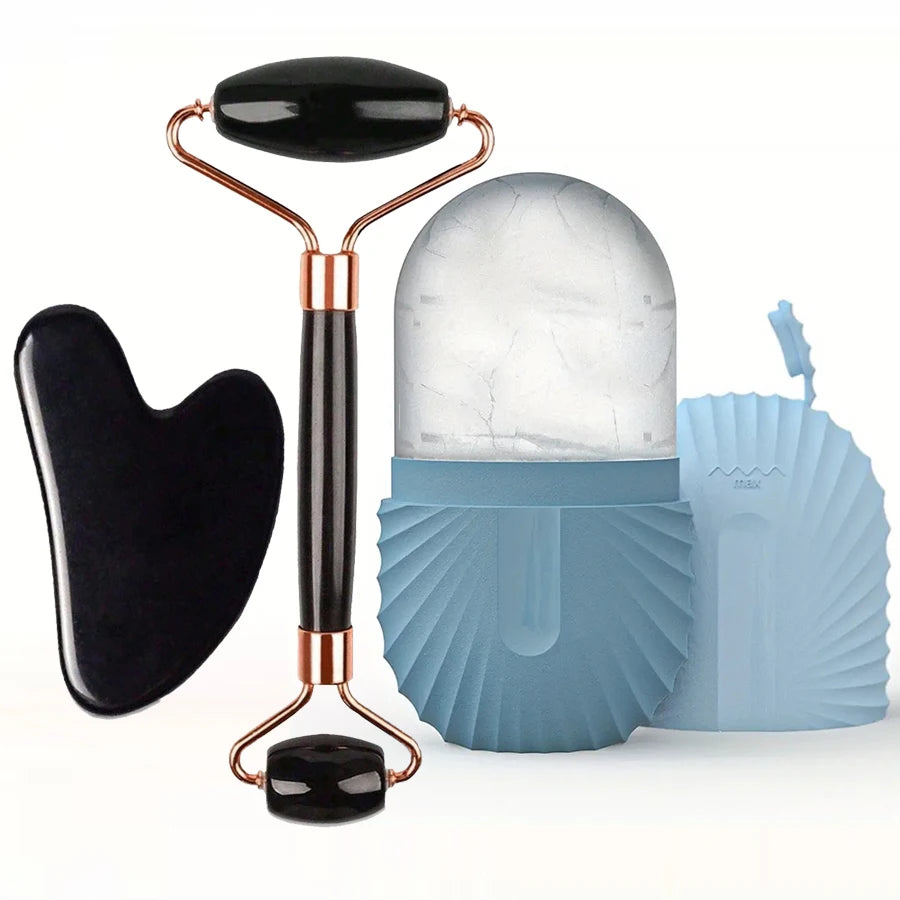 Facial Skincare Ice Roller & Gua Sha Face Tool for Lifting, Contouring & Massage