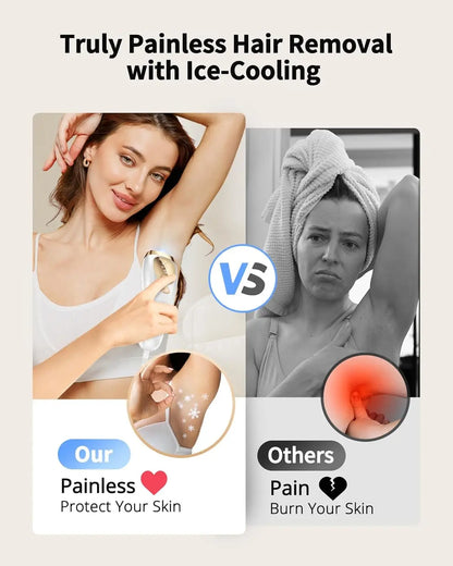IPL Hair Removal Device Unlimited Flashes – 9 Gears Painless Ice-Cooling Epilator for Men & Women Body, Bikini & Intimate
