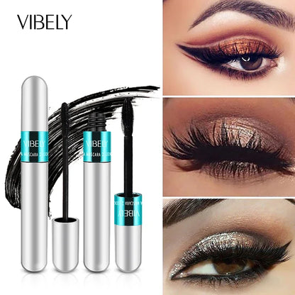 VIBELY 4D Silk Fiber Mascara – Waterproof, Lengthening & Volumizing Black Lashes