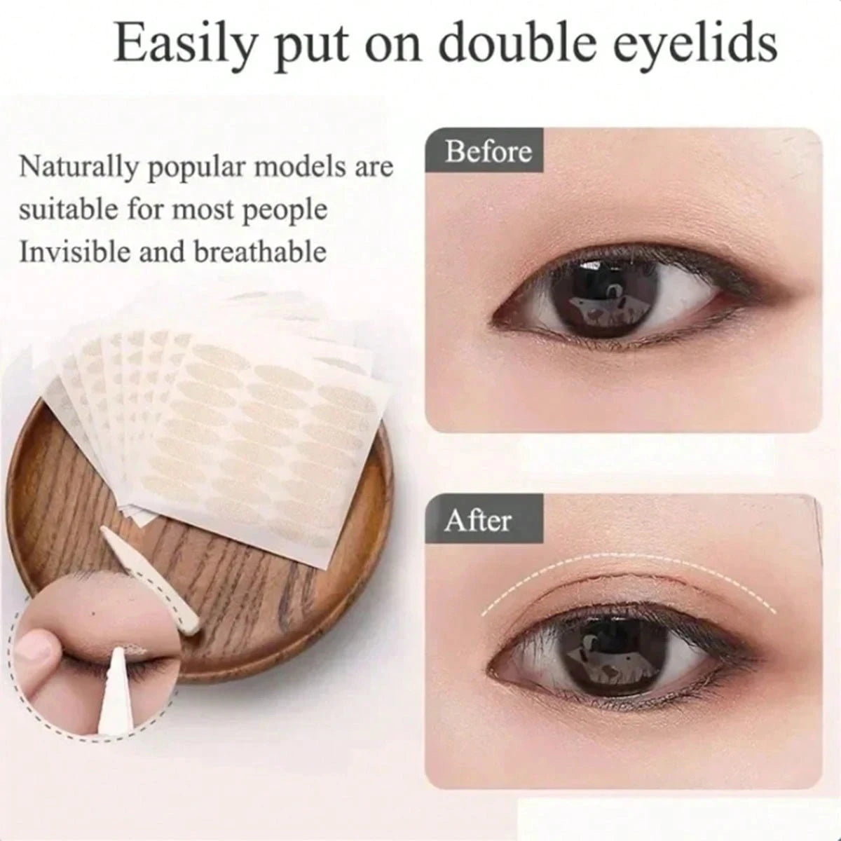 240pcs Invisible Double Fold Eyelid Tape – Natural Clear & Beige Eye Makeup Stickers