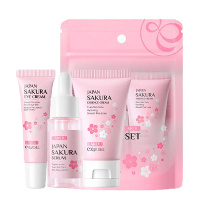 LAIKOU Vitamin C 24K Sakura Skincare Set – Face Cream, Serum & Eye Cream