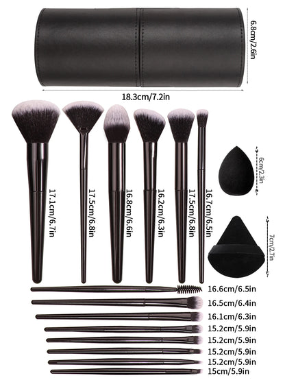 Black Professional Makeup Brush Set – Soft Foundation, Blush & Eyeshadow Brushes