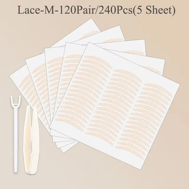240pcs Invisible Double Fold Eyelid Tape – Natural Clear & Beige Eye Makeup Stickers
