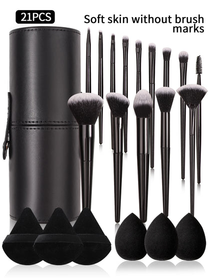 Black Professional Makeup Brush Set – Soft Foundation, Blush & Eyeshadow Brushes