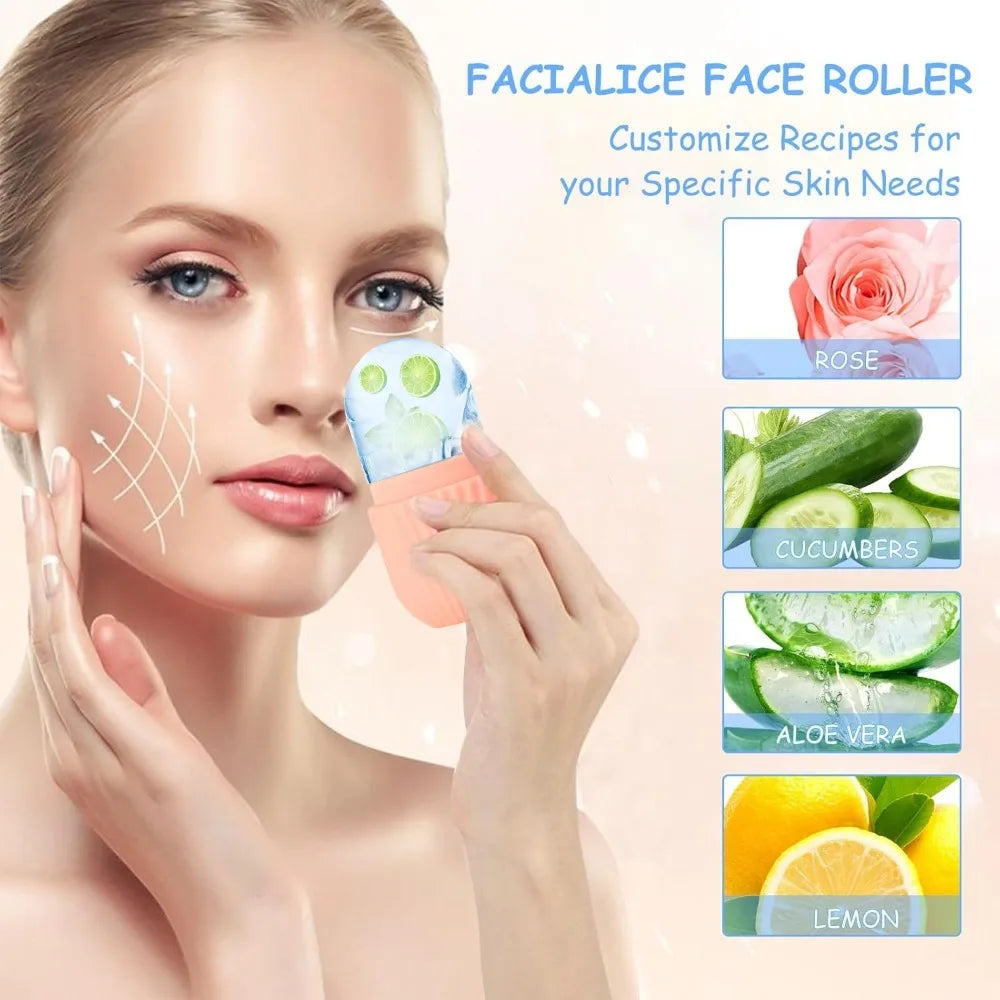 1/3PCS Ice Face Roller & Stainless Steel Gua Sha Board Set