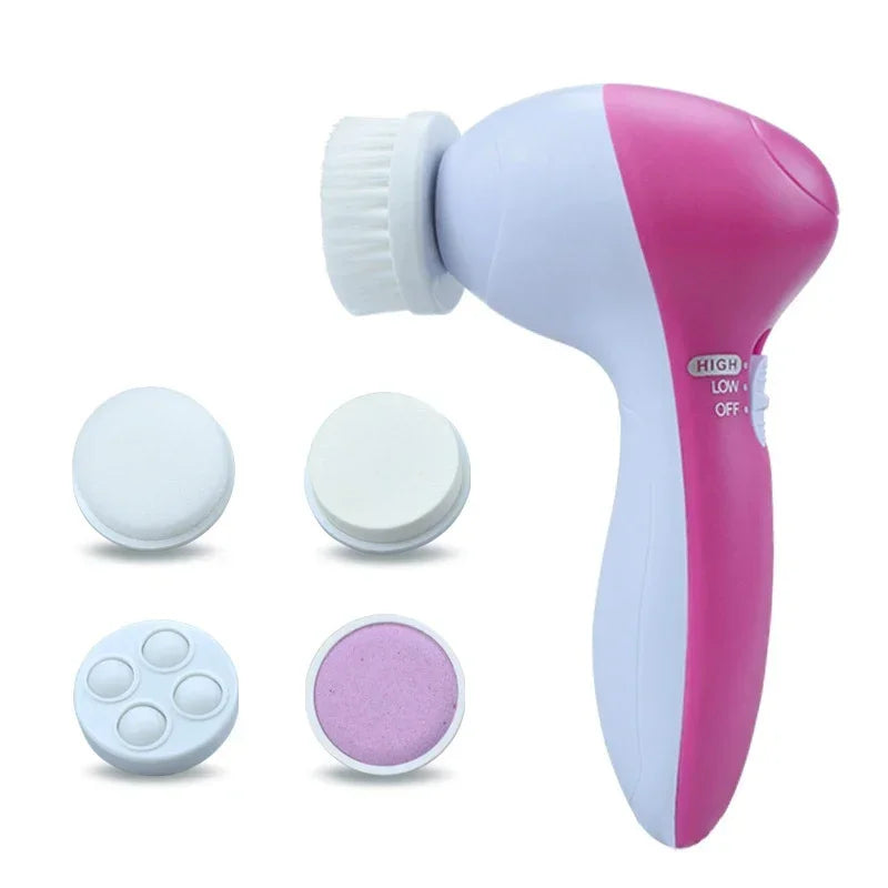 5-in-1 Electric Facial Cleansing Brush – Pore Cleaner & Massager