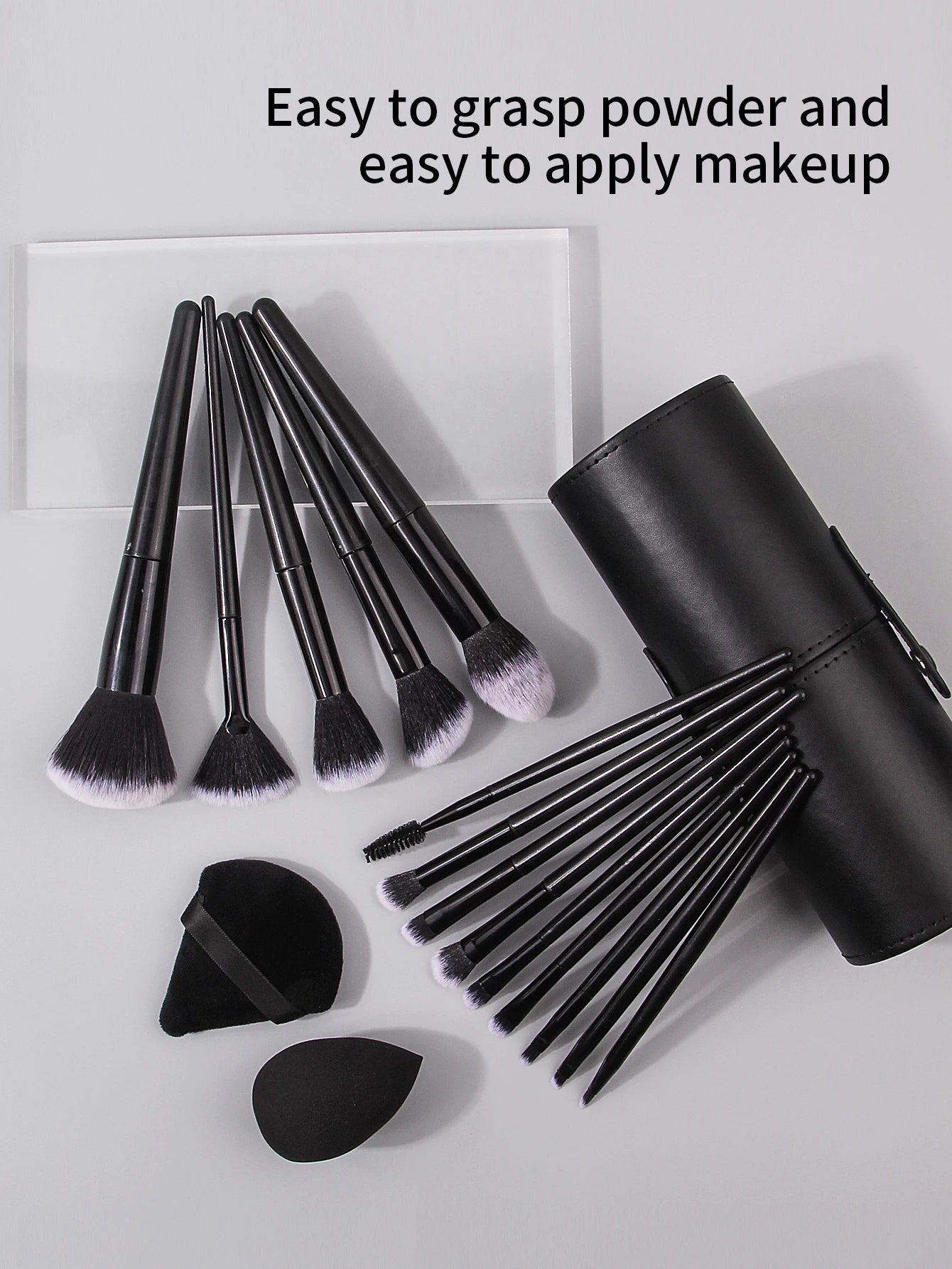 Black Professional Makeup Brush Set – Soft Foundation, Blush & Eyeshadow Brushes