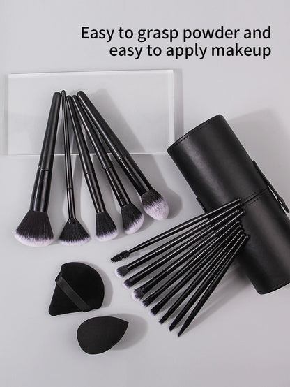Black Professional Makeup Brush Set – Soft Foundation, Blush & Eyeshadow Brushes