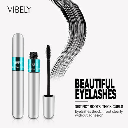 VIBELY 4D Silk Fiber Mascara – Waterproof, Lengthening & Volumizing Black Lashes